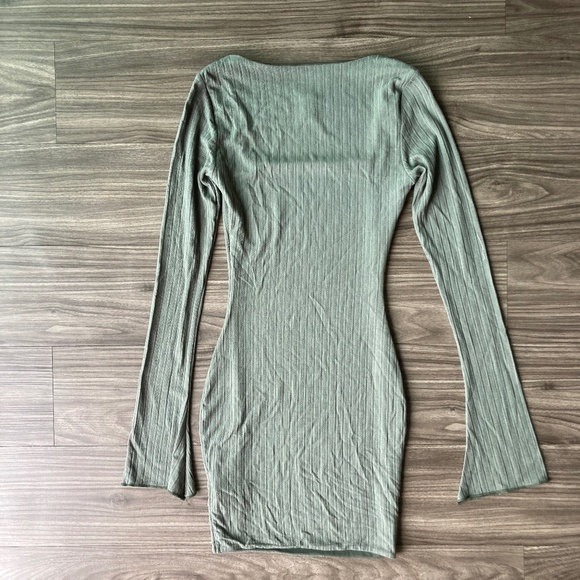 Womens Windsor Casual Perfection Ribbed Knit Mini Dress in Olive NWOT - Picture 7 of 8